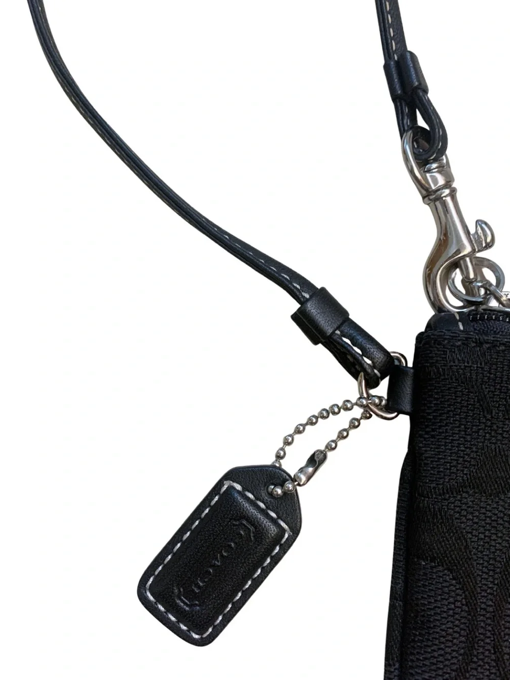 COACH Small Black Signature Canvas Wristlet Wallet Bag Minimal Preppy Classic - Picture 5 of 9